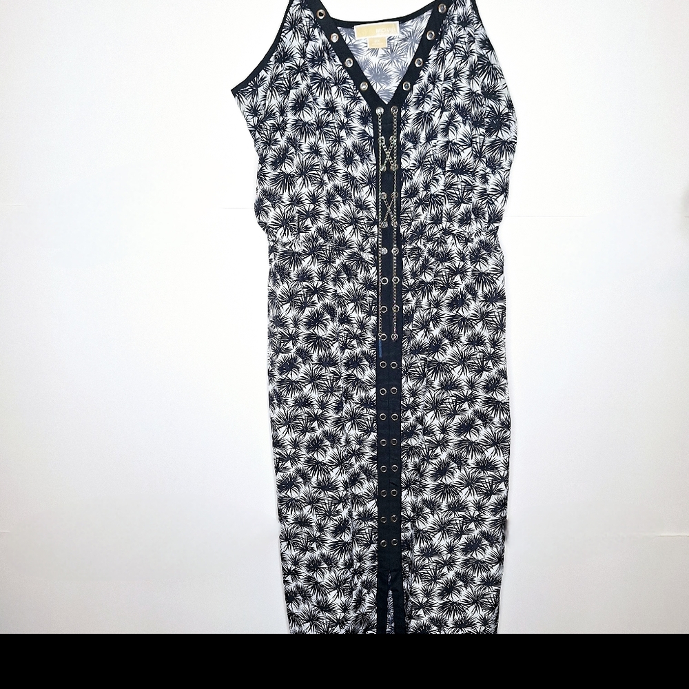 Michael Kors brand"Michael in Black and White Tropics"Plus-sizes maxi dress .